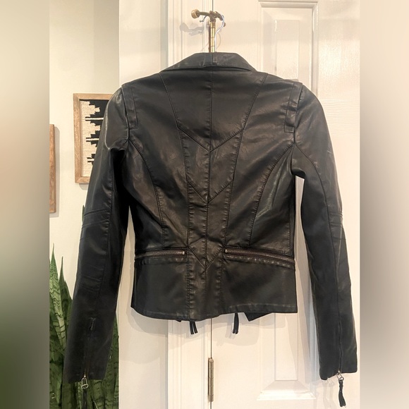 NWOT. Up On A Tuesday Black Vegan Leather Jacket - Picture 3 of 8